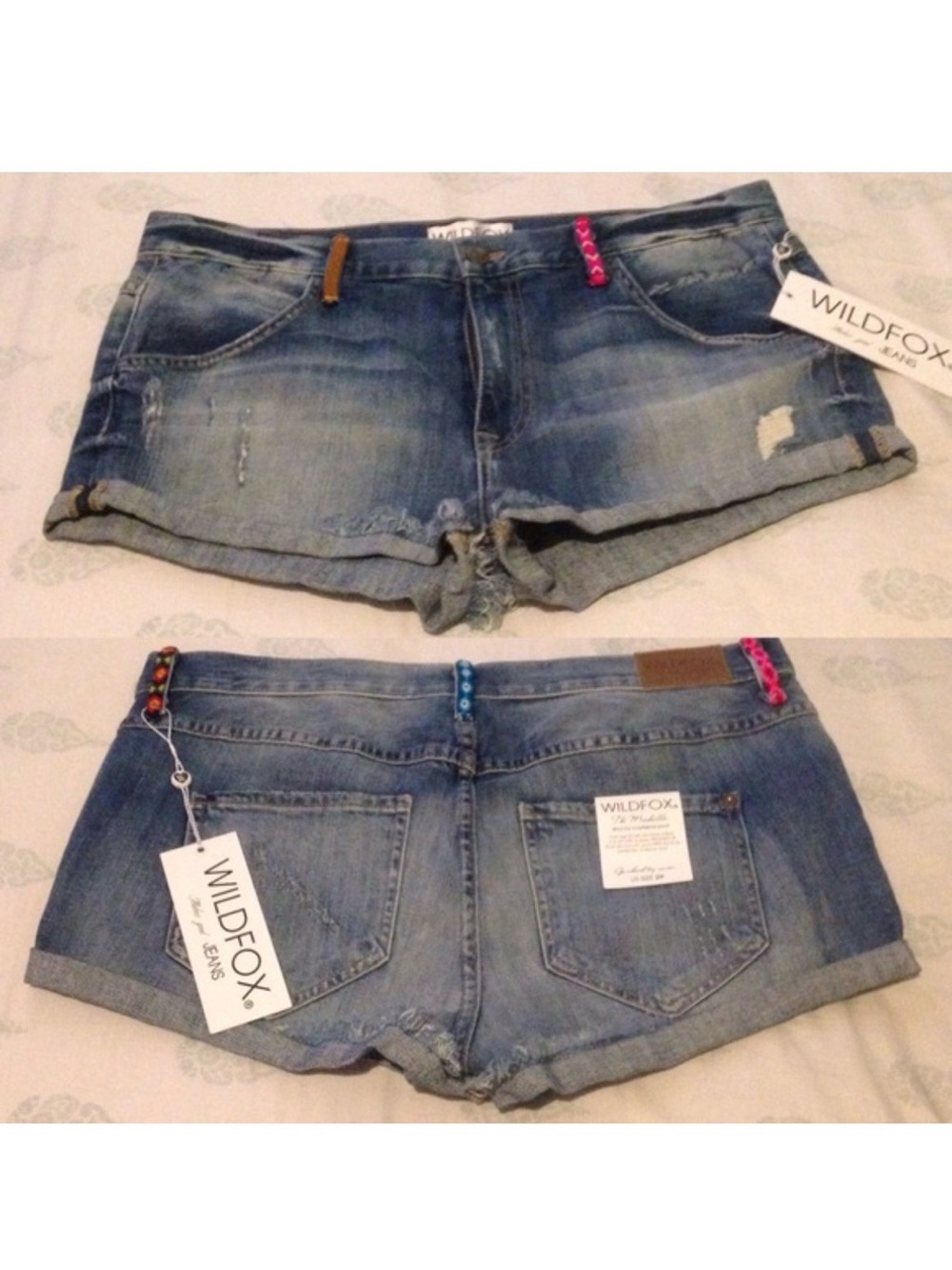 đŚWildfoxđŚ Distressed Light Blue Denim Short Shorts